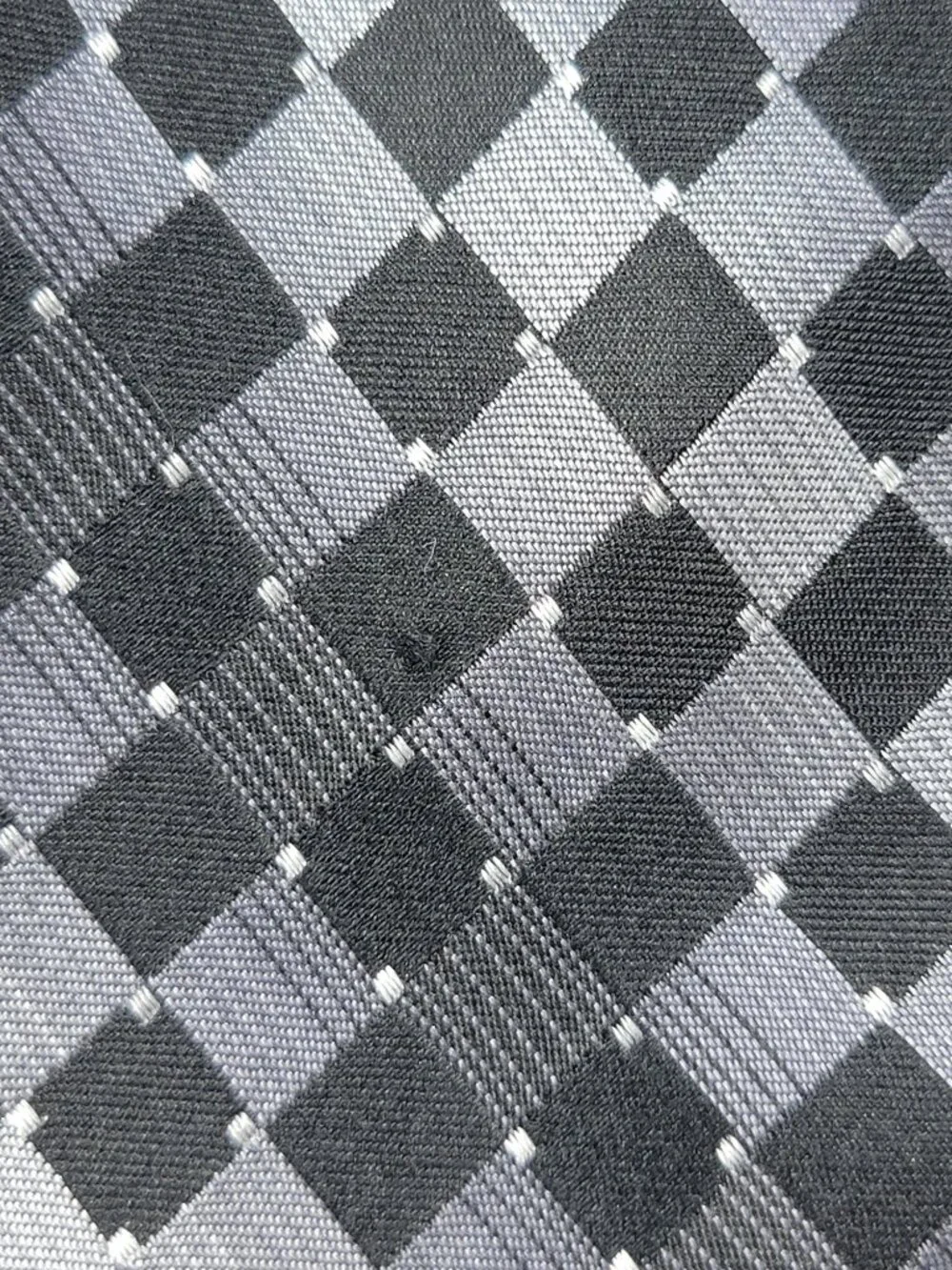 Pierre Cardin Silk Necktie Tie Mens Black Silver Geometric Square Diamond